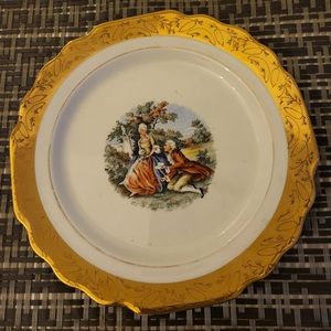 Supreme Chinaware 22K Gold Painted Victorian Scene Decorative Plate